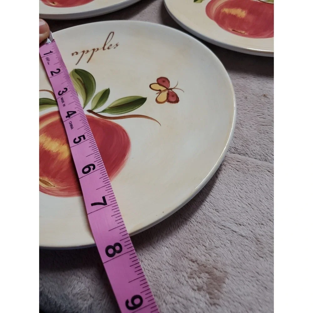 pier‎ 1 imports Provence Salad Plates Set Of 5 Earthenware Vtg Apples NEW